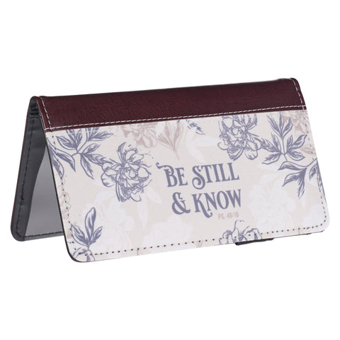Be Still & Know Neutral Florals Faux Leather Checkbook Cover Christian Art Gifts