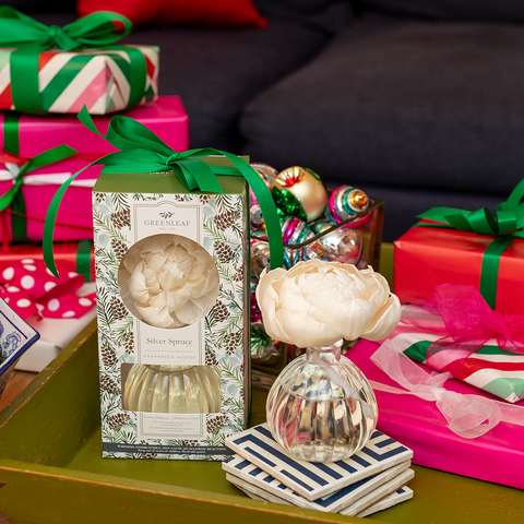 Silver Spruce Flower Diffuser Holiday Gift 4 Pack Greenleaf Gifts