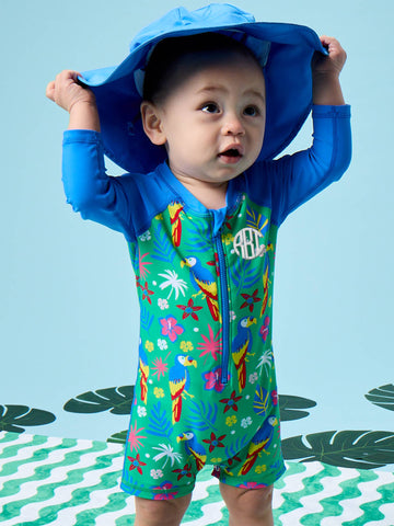 Baby Boys Parrot Palms Long Sleeve One Piece Rash Guard Swimsuit
: Green / 6-12m RuffleButts + RuggedButts