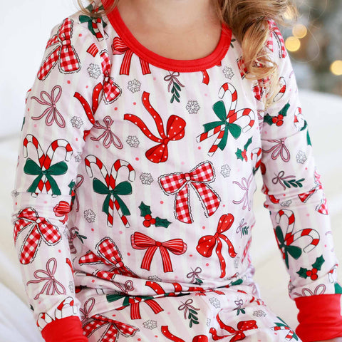 Bow What Fun Two Piece Pajama Set: 5/6 Caden Lane