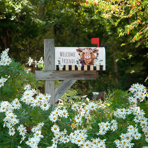 Highland Cow Welcome Friends Mailbox Cover - Treehouse Gift & Home - Onalaska Wisconsin