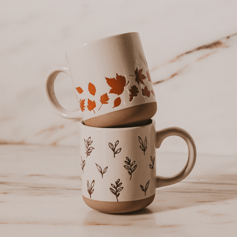 *NEW* Orange Leaves Stoneware Coffee Mug - Fall Decor Sweet Water Decor