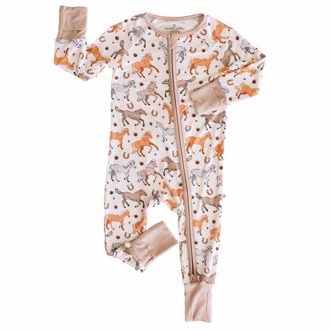 P's Ponies Convertible Zip Romper: 0-3 months Caden Lane