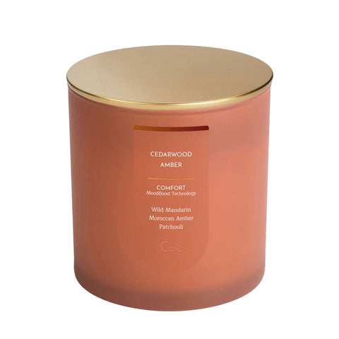 Cedarwood Amber Candle - Comfort with MoodBoost: Large Cue