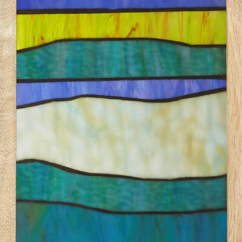 36"H Oversized Geometric Stained Glass Window Panel: Amber River of Goods