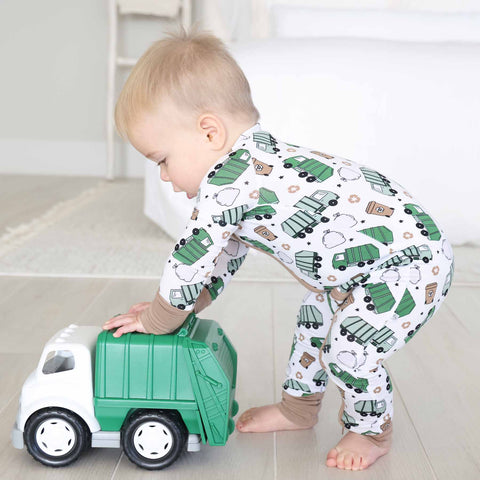 Clean Up Crew Convertible Zip Romper: 0-3 months Caden Lane