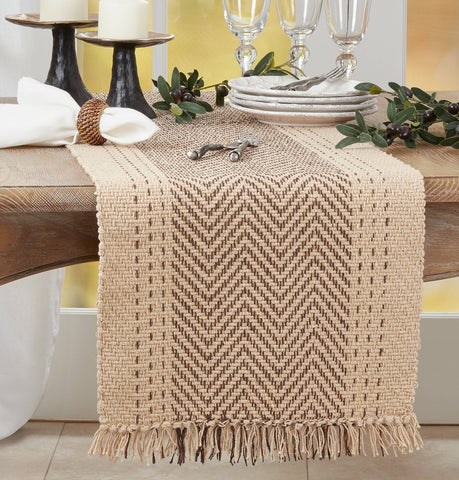 Kantha Stitch Runner: Natural / 16"x54" Saro Lifestyle