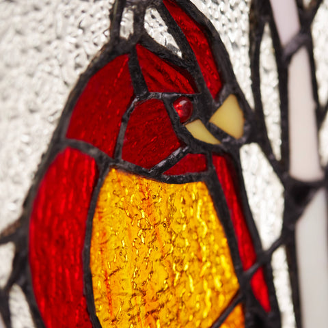 18.5"H Annabelle Red Cardinal Stained Glass Window Panel River of Goods