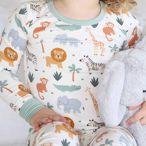 Safari Snuggles Two Piece Pajama Set: 4T Caden Lane
