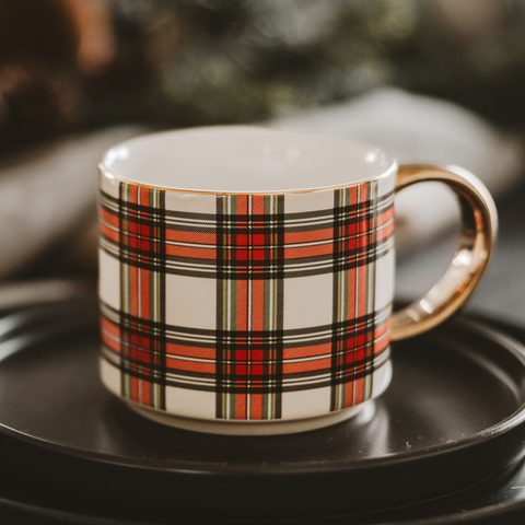 *NEW* White Plaid Coffee Mug - Christmas Decor & Gifts Sweet Water Decor