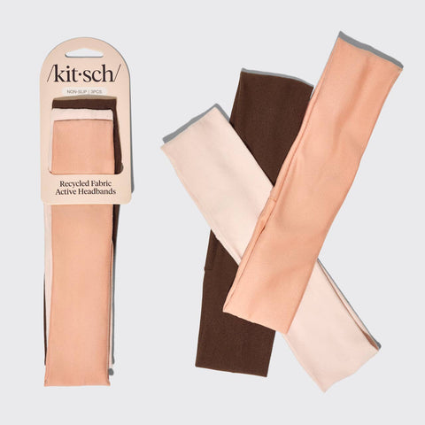 Recycled Fabric Active Headbands 3pc Set- Rosewood KITSCH