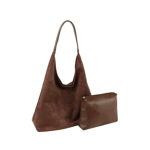 LWB026 Faux Suede 2 in 1 Hobo Bag: Wine MiMi Wholesale