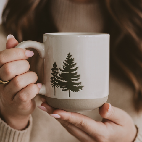 *NEW* Green Trees Stoneware Coffee Mug - Christmas Decor Sweet Water Decor