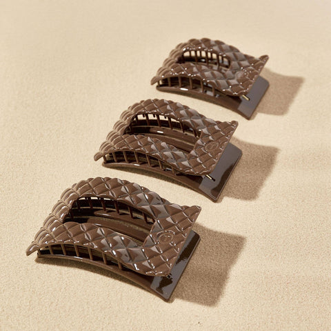 Flat Rectangle Hair Clip | Medium | Truly Taupe Quilted TELETIES