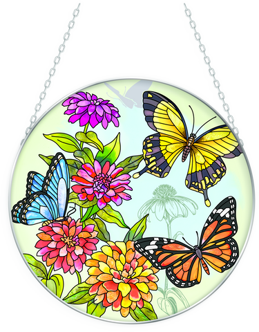 Butterfly Garden Swallowtail - 6.5" Glass Circle Suncatcher Bridgeton Hall
