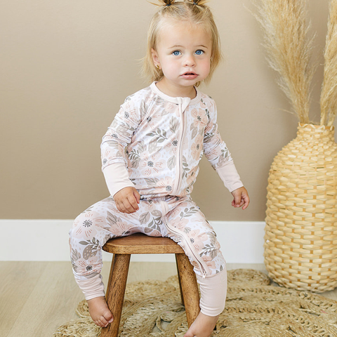 Convertible Romper - Neutral Floral: 6-9 months Dolly Lana