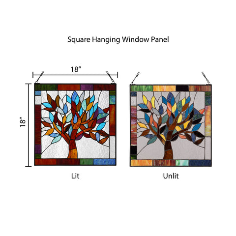 18"H Marely Multicolor Mystical Tree Window Panel River of Goods