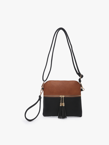 M1785 Tara Double Zip Crossbody Bag/Wristlet: Leopard-Mustard Jen & Co.