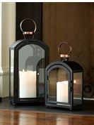 Lantern 15"H,  Metal/Glass - BK/CP Melrose