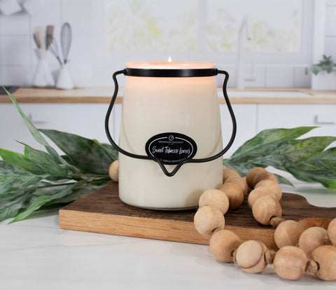 22 oz Butter Jar Candle: Sweet Tobacco Leaves Milkhouse Candle Company