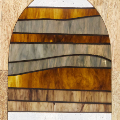 36"H Oversized Geometric Stained Glass Window Panel: Amber River of Goods