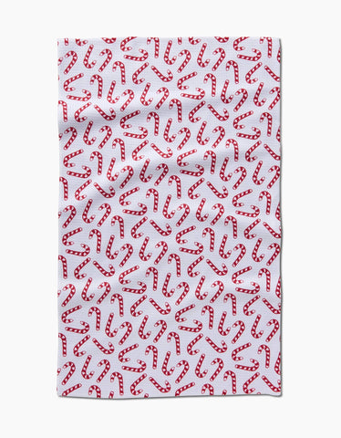 Christmas Candy Canes Tea Towel Geometry