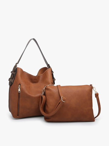 M1816A Alexa 2-in-1 Hobo Bag w/Dual Zip Compartments: Leopard-Mustard Jen & Co.