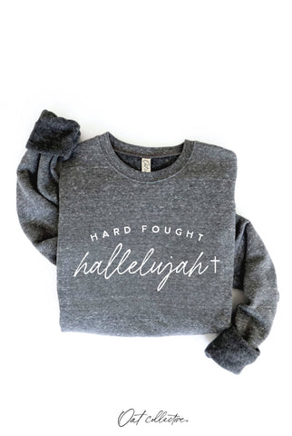 HARD FOUGHT HALLELUJAH Graphic Sweatshirt : VINTAGE WHITE LONG SLEEVE / S OAT COLLECTIVE