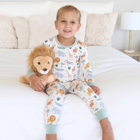 Safari Snuggles Two Piece Pajama Set: 12-18 months Caden Lane