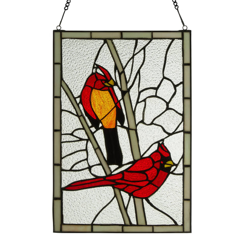 18.5"H Annabelle Red Cardinal Stained Glass Window Panel River of Goods