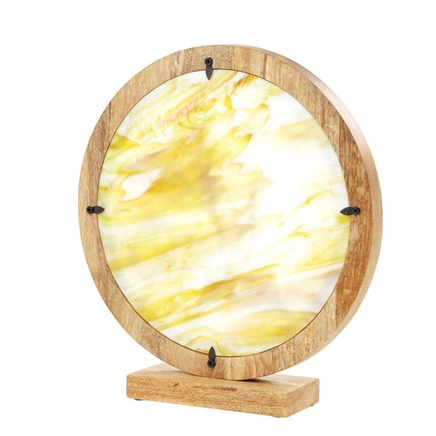 14"W Floral Decorative Stained Glass Stand Wood Frame: Yellow River of Goods