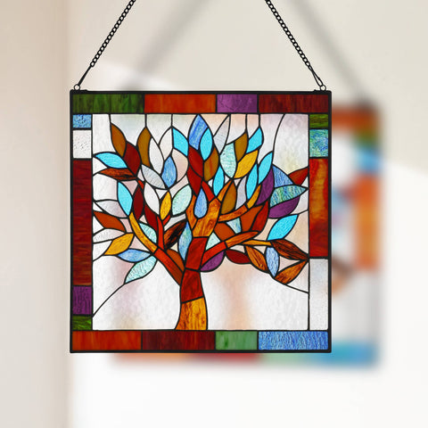 18"H Marely Multicolor Mystical Tree Window Panel River of Goods