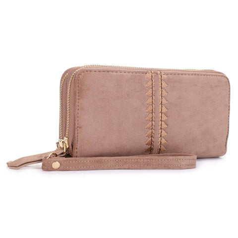 ES60164SU Sherrie Suede Double Zipper Wallet: SCHY(Wine) MiMi Wholesale