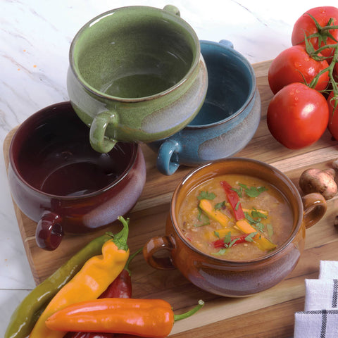 Stoneware 24oz Reactive Glaze Set of 4 Soup Crocks Certified International
