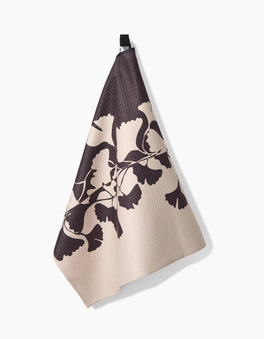 Midnight Ginkgo Tea Towel Geometry