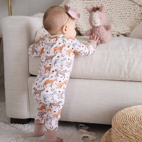 P's Ponies Convertible Zip Romper: 3-6 months Caden Lane