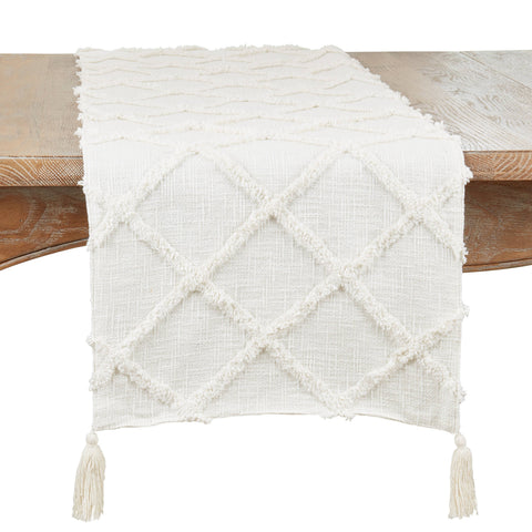 Diamond Tufted Runner: Ivory / 16"x72" Saro Lifestyle