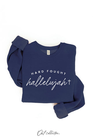 HARD FOUGHT HALLELUJAH Graphic Sweatshirt : VINTAGE WHITE LONG SLEEVE / M OAT COLLECTIVE