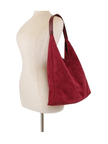 LWB026 Faux Suede 2 in 1 Hobo Bag: Wine MiMi Wholesale