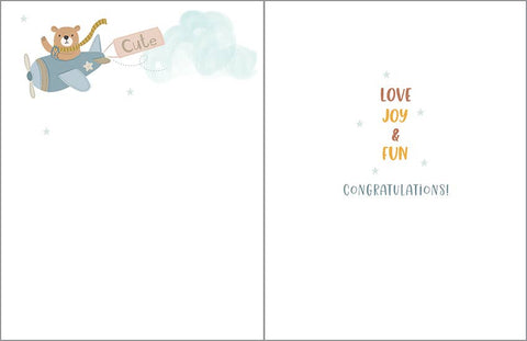 Baby Greeting Card - Baby Boy Airplanes GINA B DESIGNS