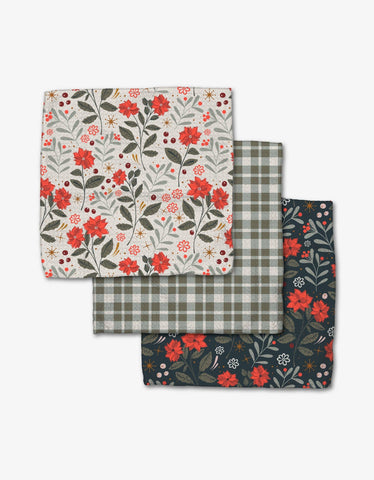 Holiday Floral Dishcloth Set Geometry