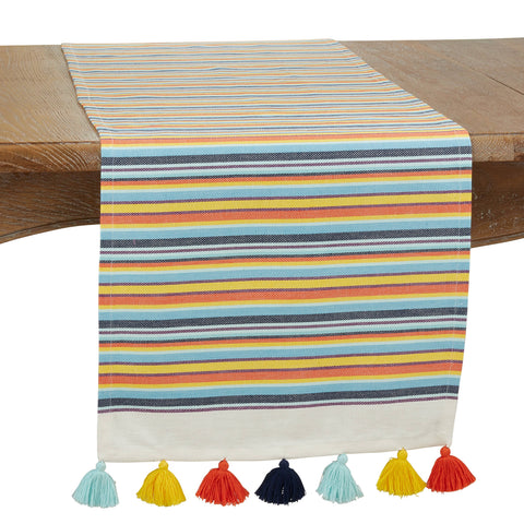 Striped Tassel Runner: Multi / 16"x72" Saro Lifestyle