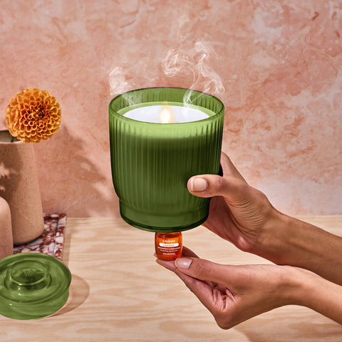 Flameless Candle Diffuser - Olive Ribbed Lifelines