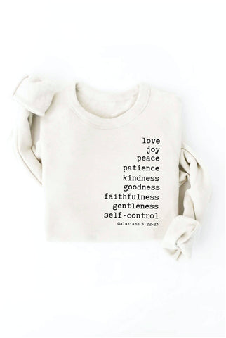 THE FRUIT OF THE SPIRIT Graphic Sweatshirt: WHITE HEATHER / L OAT COLLECTIVE