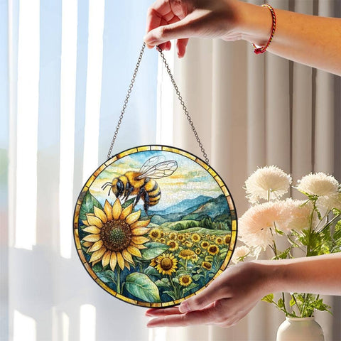 Bee Wildflower Stained Glass Suncatcher, Honeybee Garden : 6 NVC Ecommerce LLC