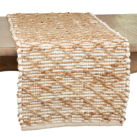 Diamond Chindi Runner: Ivory / 16"x72" Saro Lifestyle