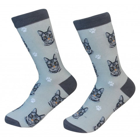 Silver Tabby Cat Socks E&S Pets