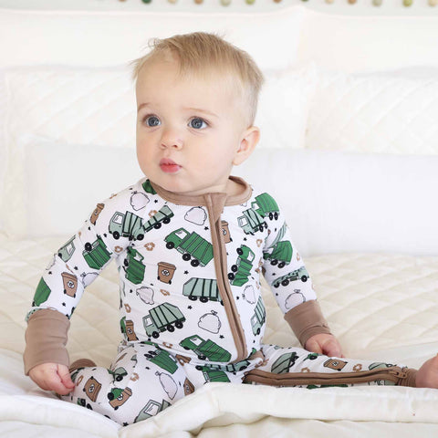 Clean Up Crew Convertible Zip Romper: 6-12 months Caden Lane
