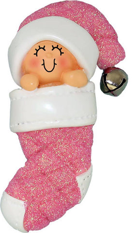 Baby in Stocking: Blue / Caucasian Ornament Central