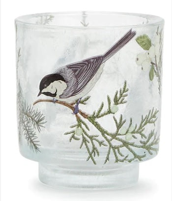Holiday Tweet Frosted Cachepot / Tealight Holder - Grey Two's Company